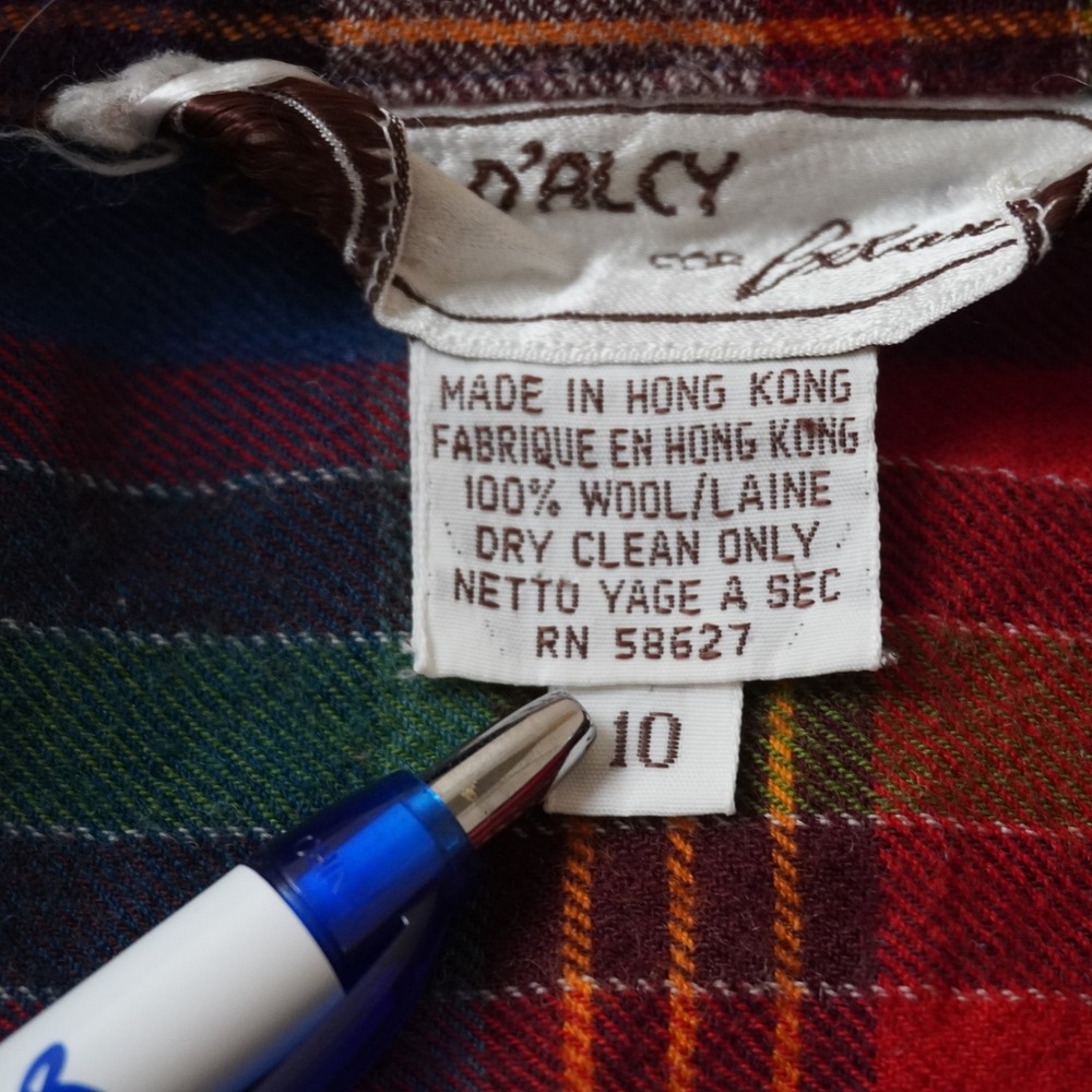 Vintage Marc D'Alcy Wool Plaid Shirt 10 Womens Medium Multi Color Button Up - Picture 5 of 8